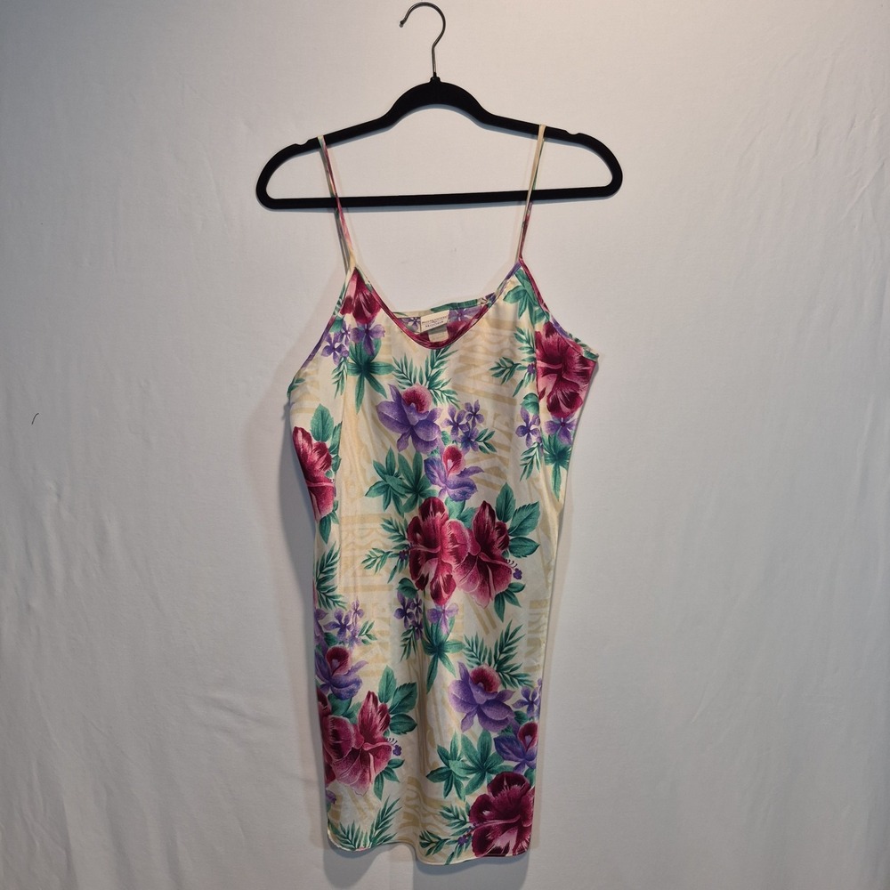 Vtg 1990's Romantic‎ Moods Satin Floral Nightgown Slip Dress Coquette Whimsgoth